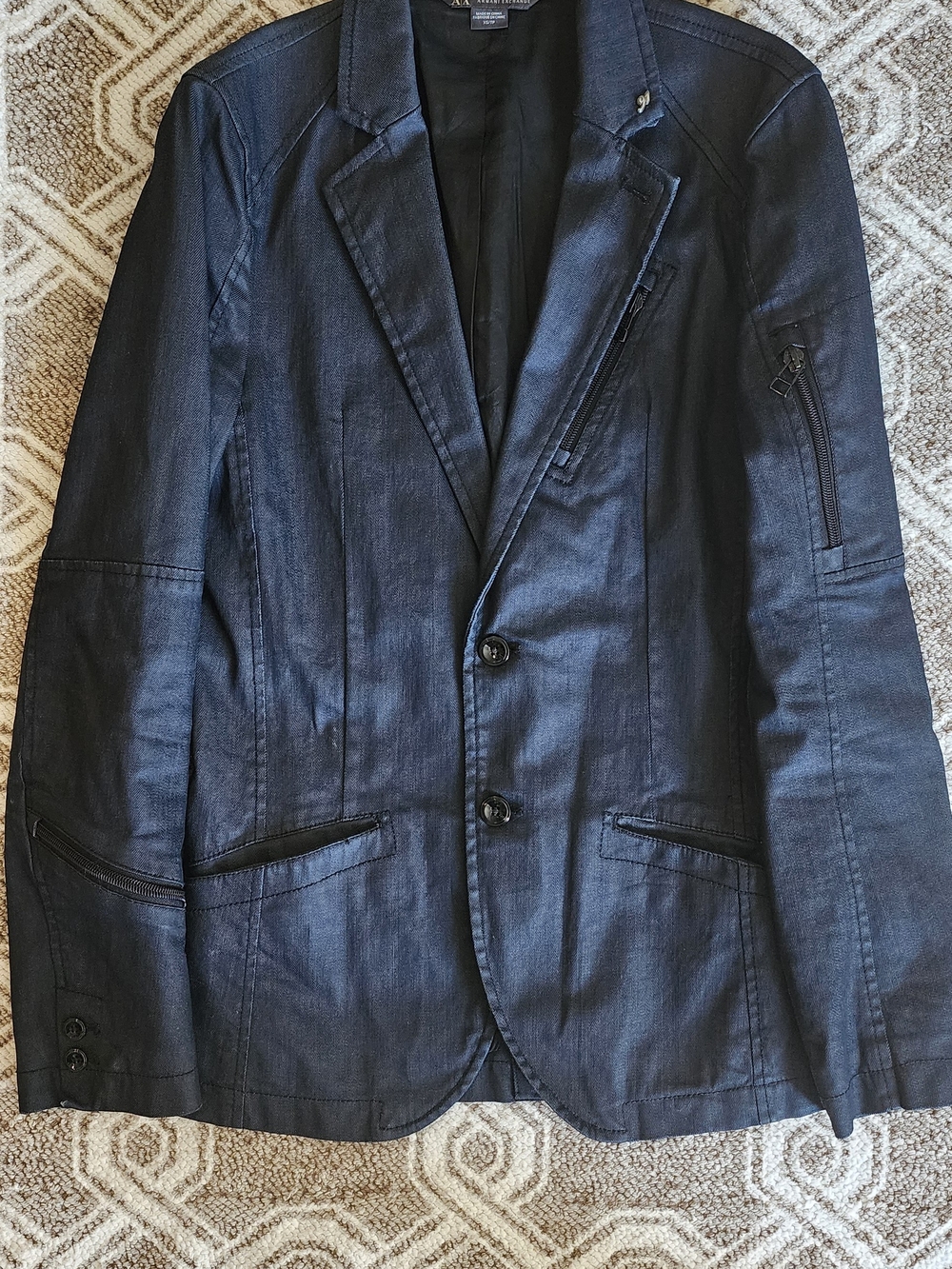 Armani Exchange Men's Dark Blue Two-Button Blazer